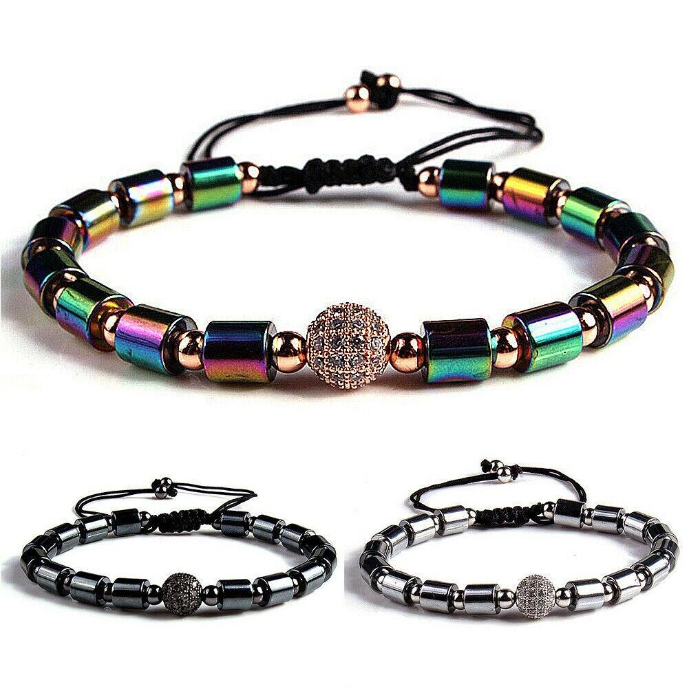 Männer Frauen Stein Strang Armband schwarze Hämatit Perlen Energie Heilung