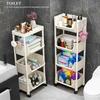 Mobile Bookshelf Multi-Layer Bathroom Shelves With Wheels Kitchen Groceries Organizer Shelf Bedroom Storage Rack Utility Cart
