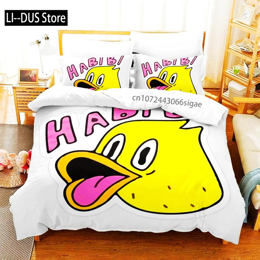 Anime Quackity Duck Bedding Set Boys Girls Twin Queen Size Duvet Cover Pillowcase Bed Boys Adult Fashion Home Textileextile