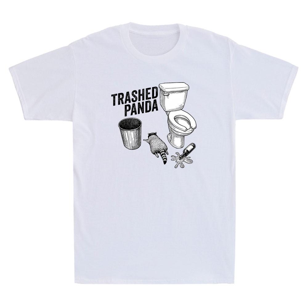 Trashed Panda Funny Raccoon Gets Drunk Meme Humor Saying Vintage Unisexs Tshirt