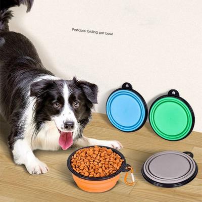 Portable Plastic Pet Bowl with Keychain 350ML Foldable Folding Bowl Dog Water Bowl Outdoor
