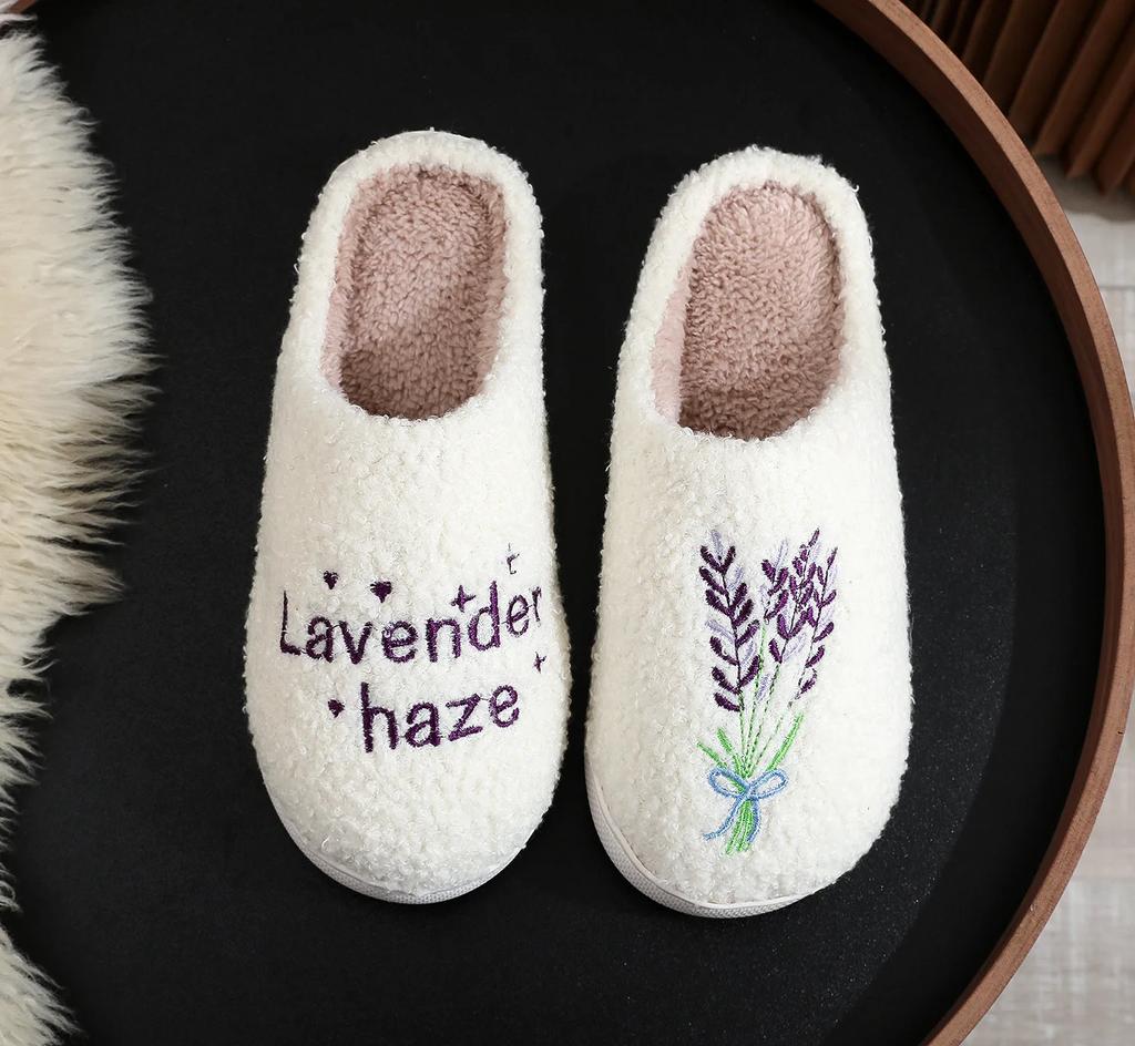 Fashion Warm Slippers Taylor Cushion Slides Lavender Haze Soft Warm Comfort Flat Cozy Fuzzy Woman House