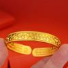 New Chinese-style Embossed Floral Bracelet, Open-style, Gold-plated, Antique-style Bracelet, Women's Brass Bracelet