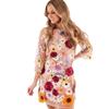 M European and American INS Direct Sales Three-dimensional Flower Mesh Lace Embroidery Hip Wrap Slim and Thin Sexy Dress