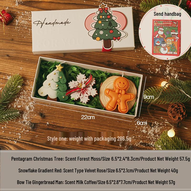 Festive Scented Candle Gift Set: Santa, Tree & Reindeer