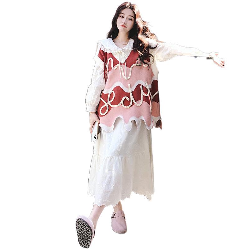 French-Style Pink Vest Dress Set: Irregular, Age-Reducing & Elegant 2025 Spring Collection - Sweet Long Skirt Two-Piece for Women