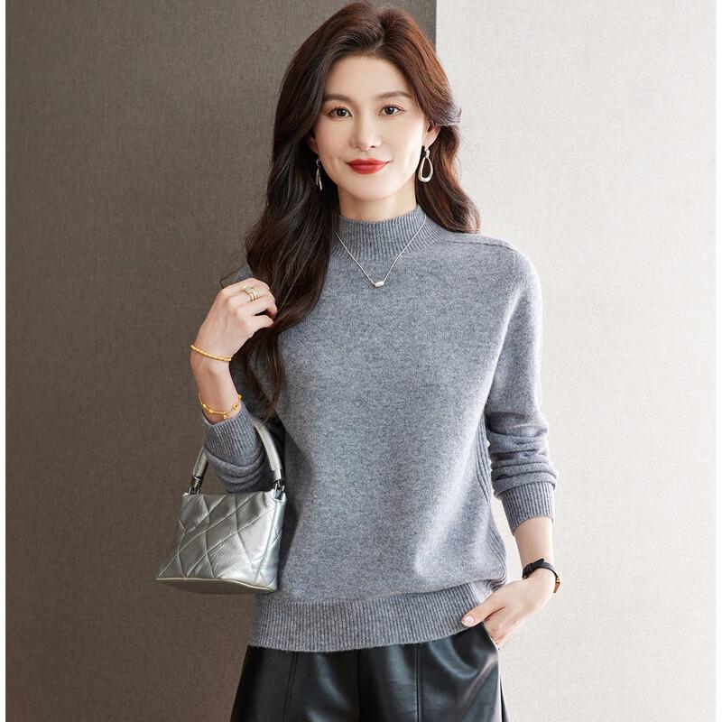 Snowflying Women's Pure Wool Half-High Collar Sweater