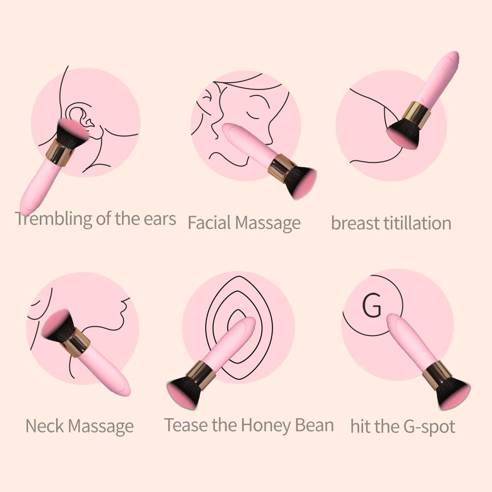 Soft Makeup Brush Vibrator 10 Vibrating Modes Silicone Bullet Vibration Nipple Clitoris Massager Stimulator Sex Toys for Women