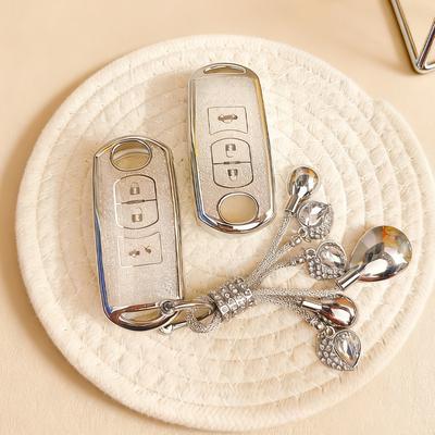 White Diamond Tpu For Mazda 3 6 Cx-5 Mx-5 Cx-3 Axela Cx-4 Cx-5 Atenza 3 Button Remote Car Key Case Cover Fob Bag Holder Keychain