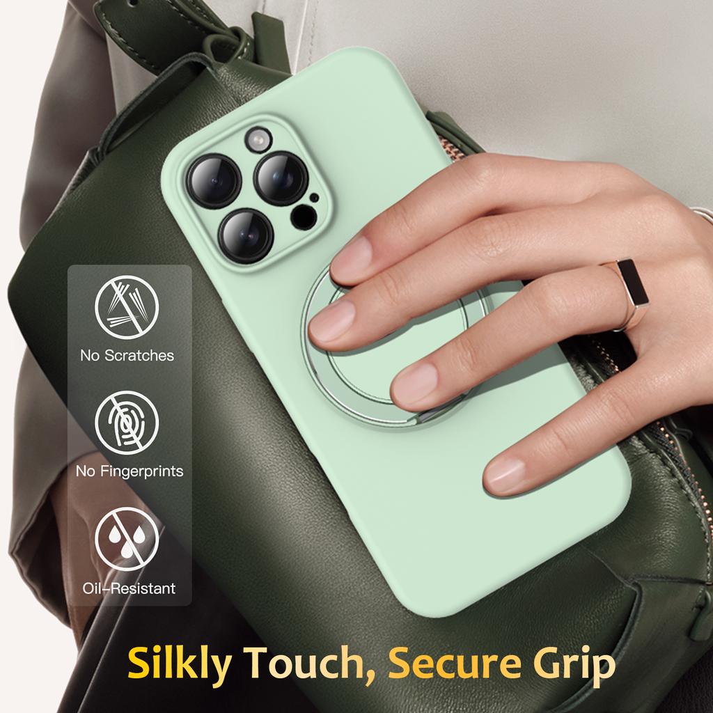 For iPhone 15 Pro Case Compatible with MagSafe Kickstand PC+Silicone Phone Cover