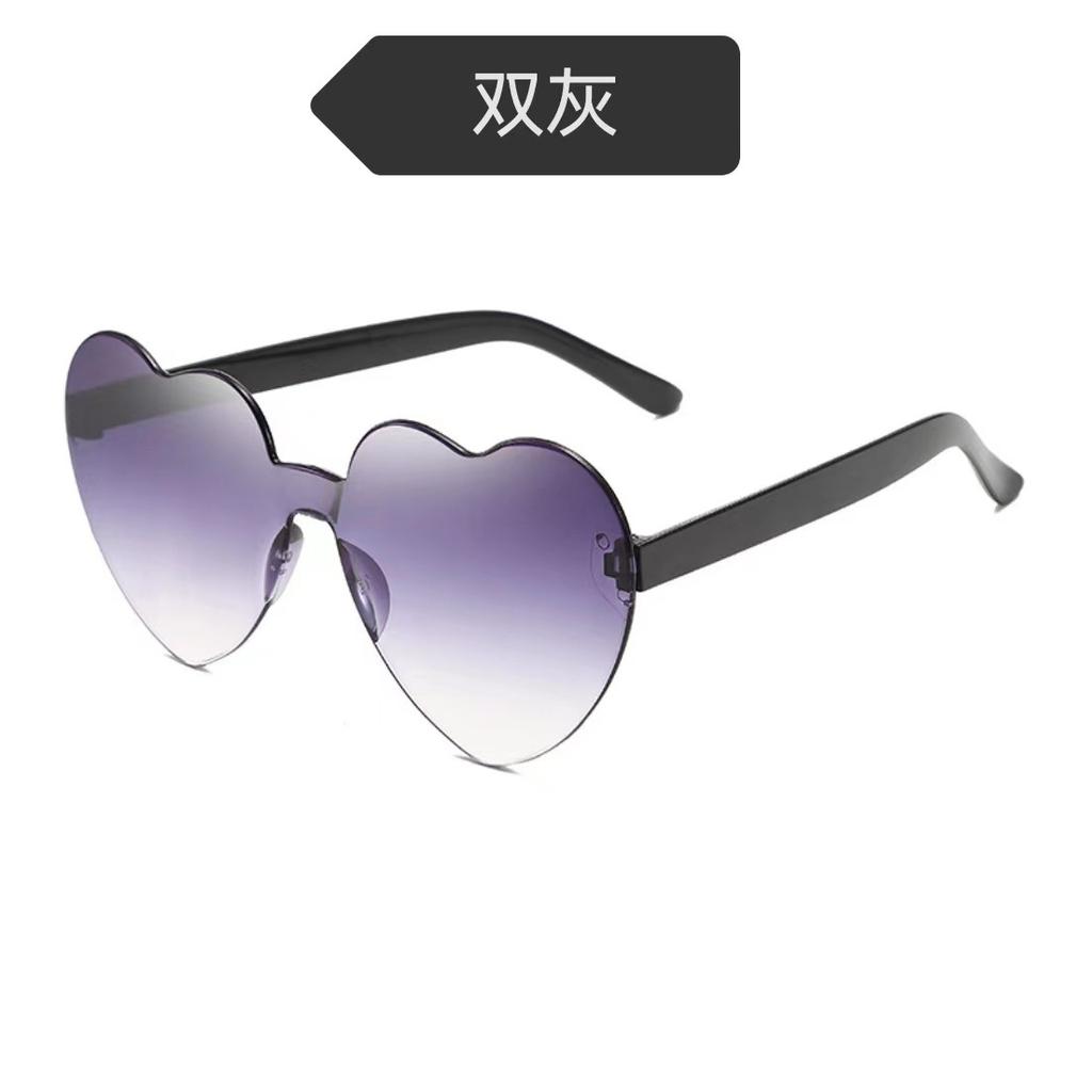 Peach Heart Sunglasses Love Glasses Trend Frameless One-Piece Marine Film Dazzling Color Sunglasses