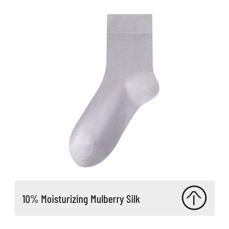 Women's Mid-Calf Mulberry Silk Maternity Socks - Antibacterial, Deodorant, Solid Color, Four Seasons Style