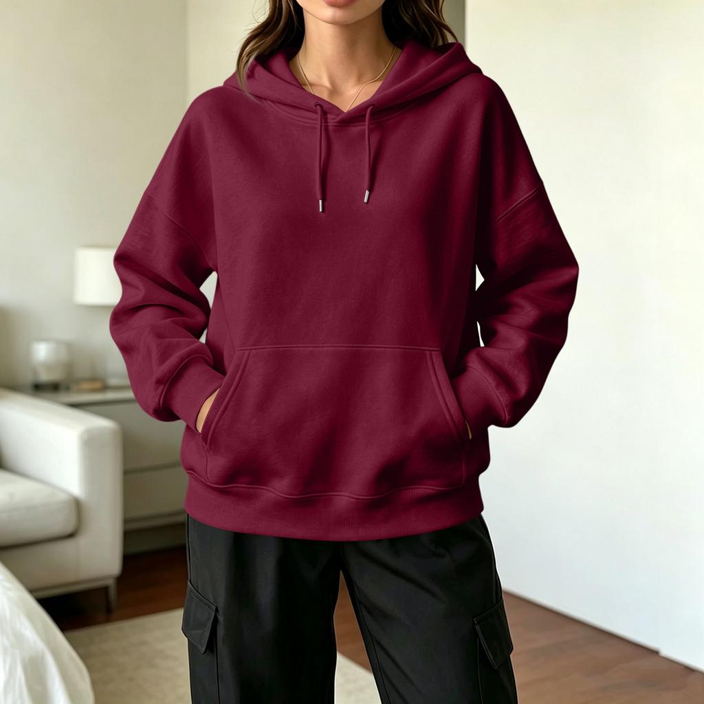 Women's Casual Hoodie with Drawstring Hood and Pockets for Everyday Wear