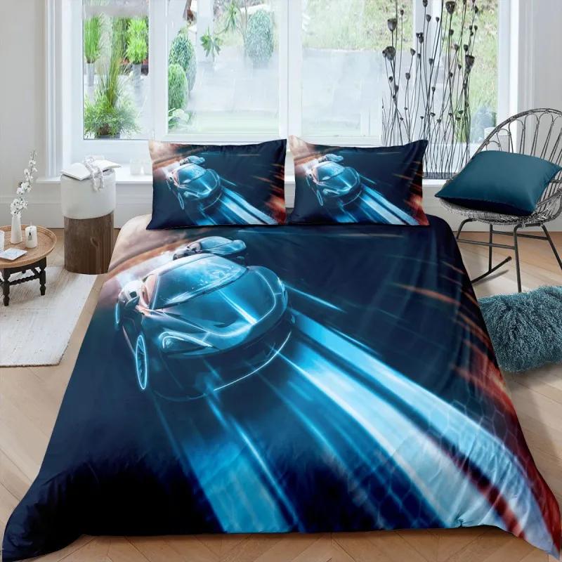 Sports Car Luxury Bedding Set Down Duvet Bedroom Bed Cover Single and Double King Size Quilt Cover Home Textiles 2/3pcs