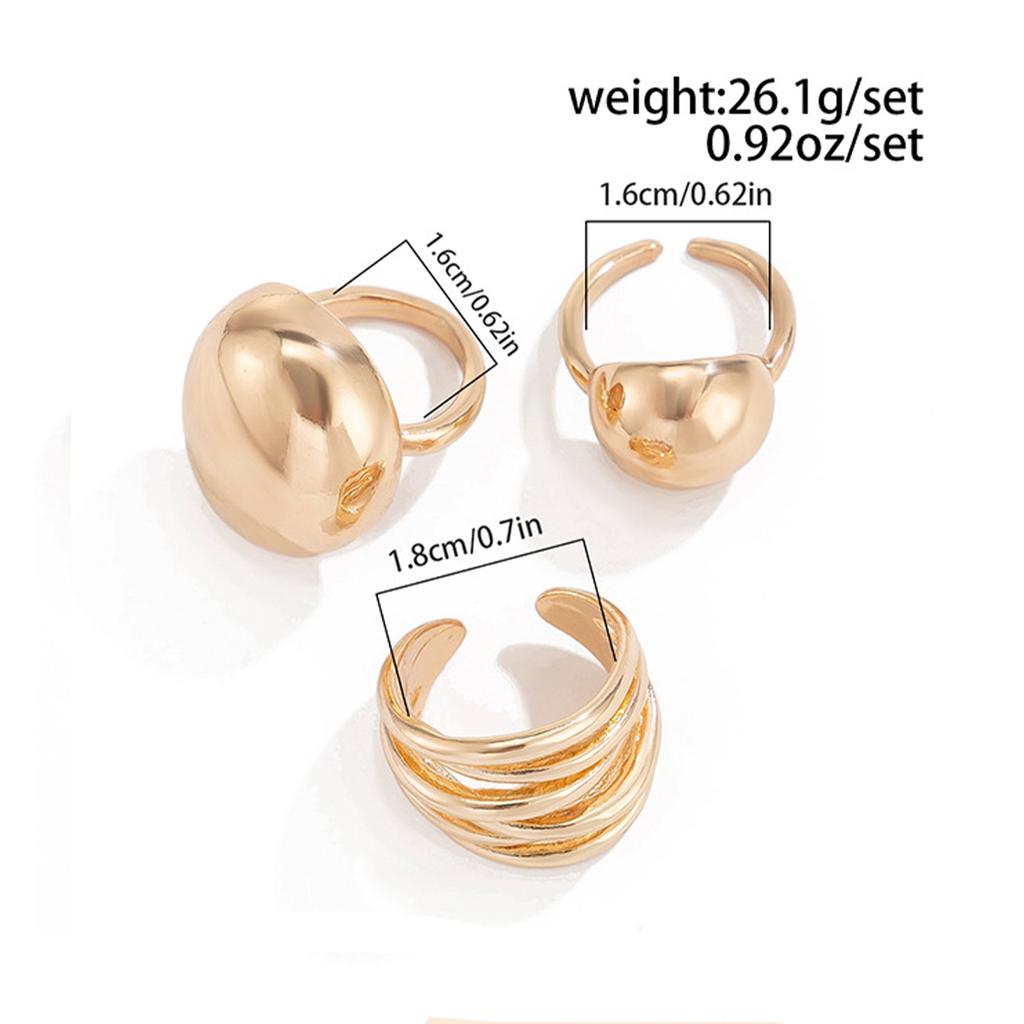 Ingemark 3Pcs/Set Creative Smooth Geometric Chunky Open Rings for Women Punk Irregular Adjustable Finger Rings Men Jewelry Gift