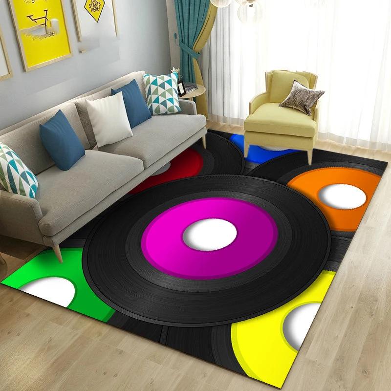 3D Vintage Classical Music Vinyl Record Area Rug Carpet Living Room Decor Bedroom Sofa Carpets Bedside Non-slip Mat Doormat