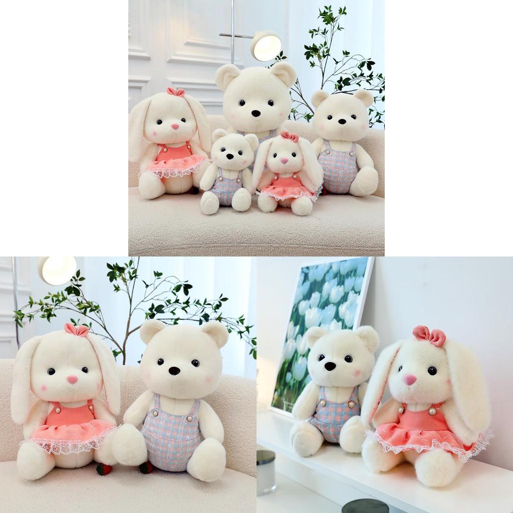 Cute Bear Lily With Floral Skirt Plush Rabbit Toy Dressup Doll Perfect Gift