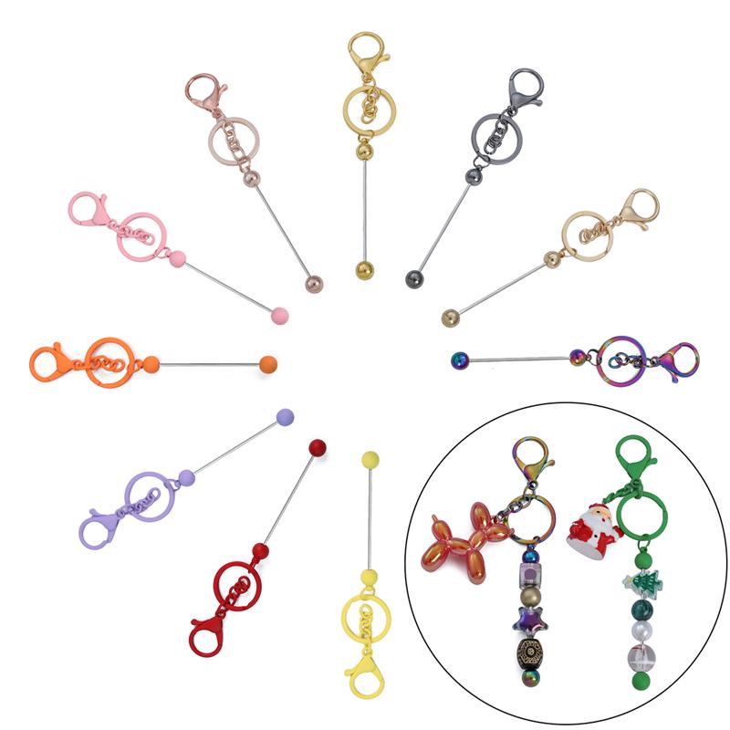 1 Satz ausgefallener DIY-Schlüsselanhänger mit Perlen, passend für große Lochperlen für Frauen und Mädchen, DIY-Schlüsselanhänger, Schmuckherstellung