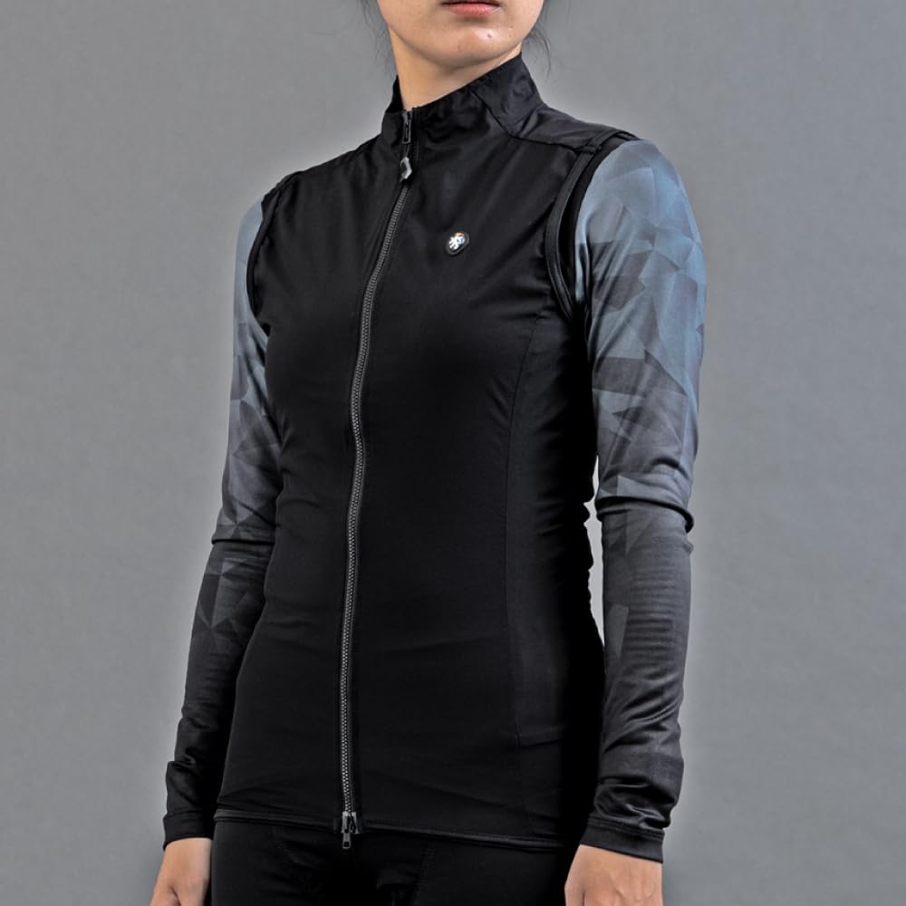 Lion de Capelmuur Cycling Vest, Stretch Wind Vest, Windproof and Water-Repellent, Black, Size L