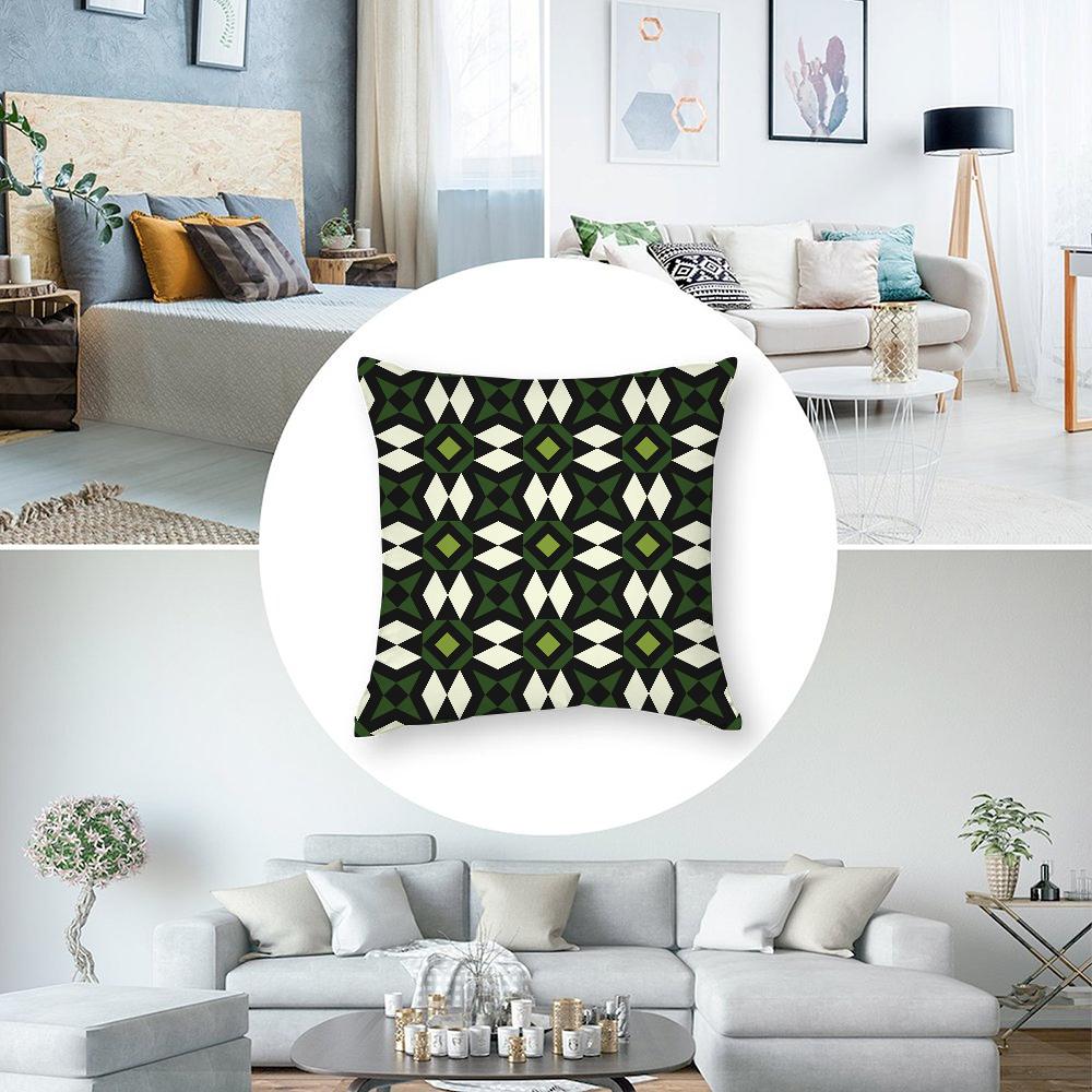 Dark Green Geometric Pattern Pillow Case 3D Print Polyester Fiber 45*45 Cm Home Sofa Throw Pillow Cover Decoration Festival Gift