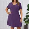 Women's Dress Casual Flowy Dresses V-neck Vocation Boho Beach Sundress