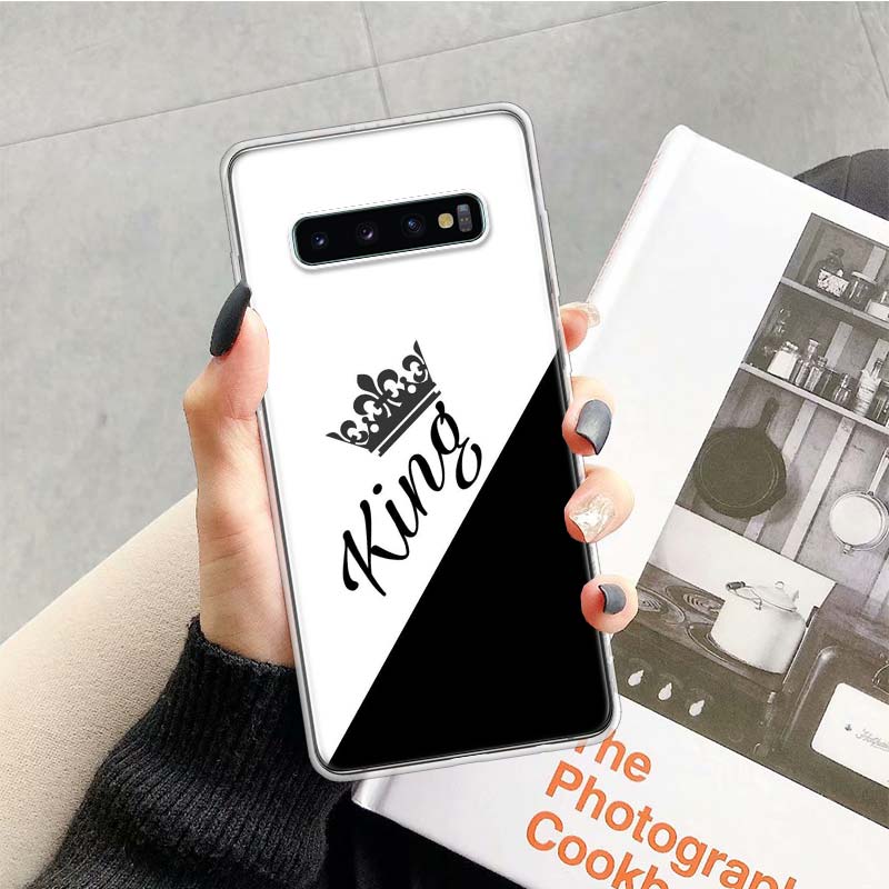 

King Queen Couple Lovers Phone Case For Samsung Galaxy S26 Ultra S23 S24 S25 Edge S20 FE S21 S22 Plus Soft Print Shell Cover Fun Samsung S23 Ultra