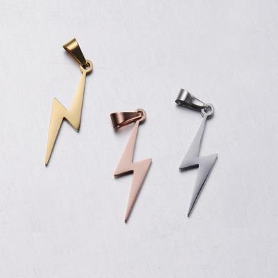 Mirror-Finish Titanium Steel Lightning Charm Pendant DIY Accessory
