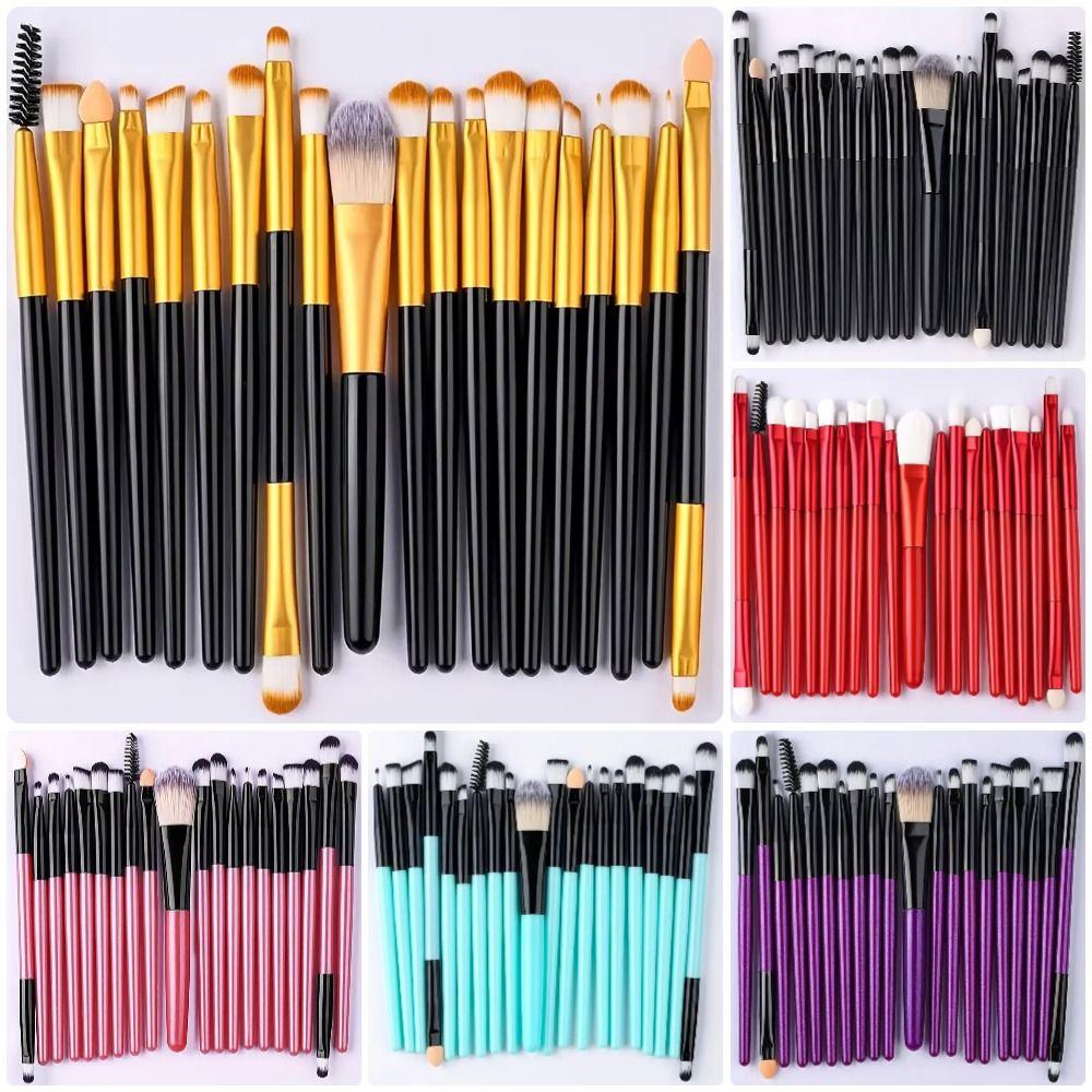 20Pcs/Set Cosmetic Foundation Makeup Brush Set Soft Fluffy Cosmetic Brushes Kit for Cheeks Eye