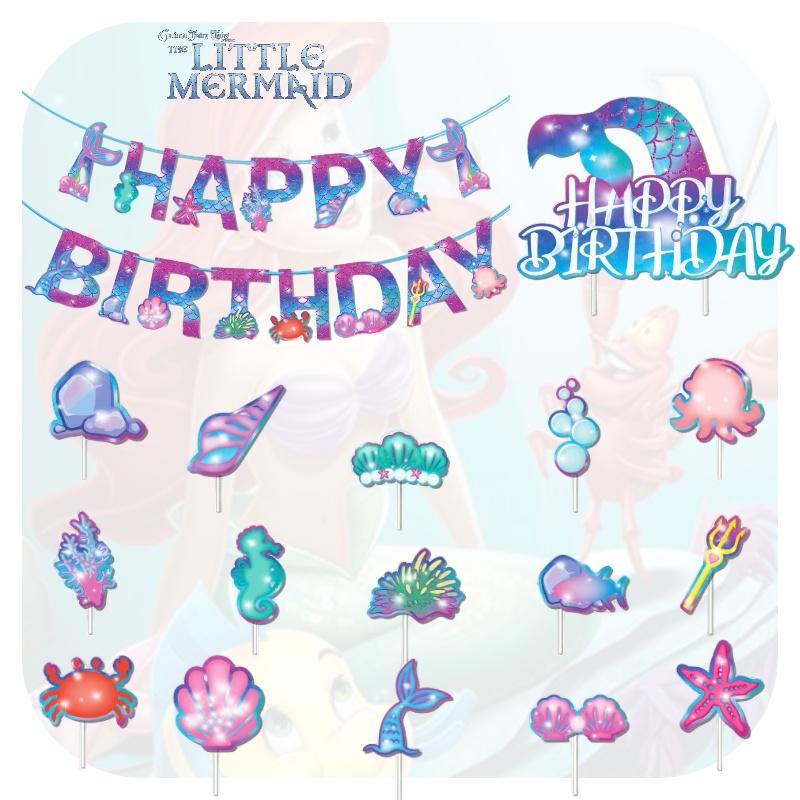 Stunning Mermaid Birthday Flag And Cake Picks Ideal For Ocean Theme Parties