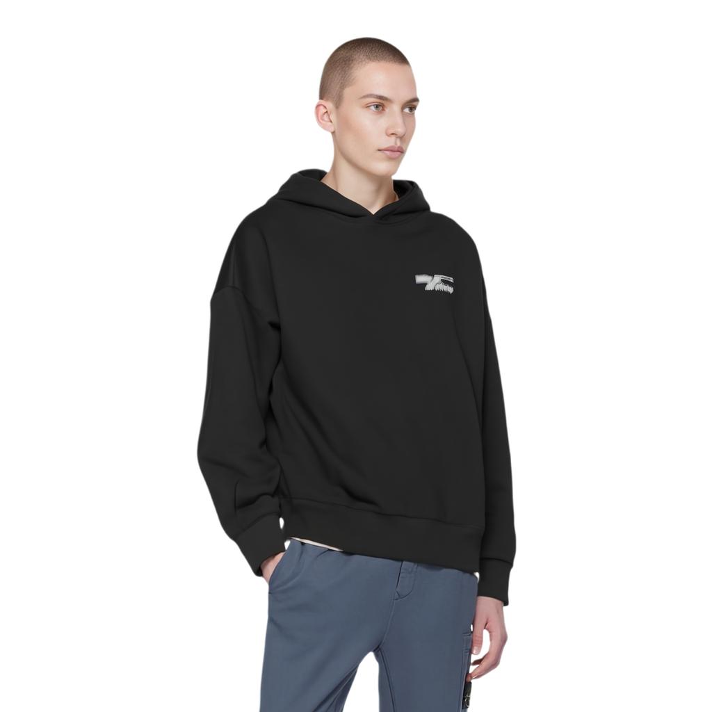 We11done Fw22 Solid Logo Print Hooded Long Sleeve Sweatshirt Unisex sweatshirt Black WD-TH3-22-825-U-BK