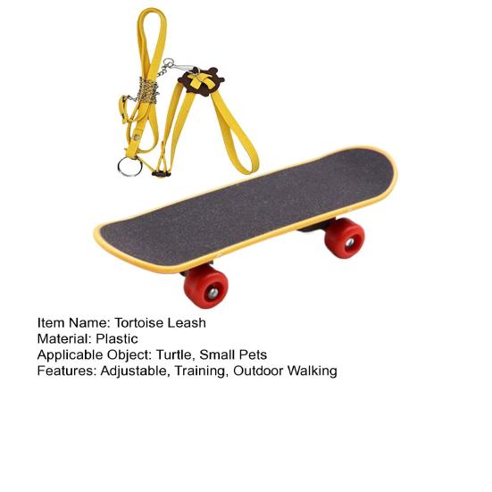 Verstellbare Schildkrötenleine und Skateboard-Set Outdoor-Trainingsgeschirr und Mini-Finger-Skateboard für kleines Haustier Bartagame Eidechse Schildkröte