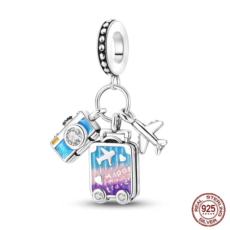 Fashion Copper Travel Aircraft Series Charms Beads Fit Original Bracelets Diy Anniversary Jewelry For Women