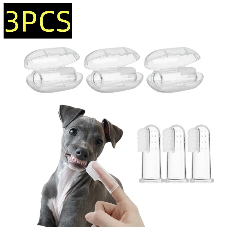 Pet Toothbrush Dog Bad Breath Tartar Cleaning Cats Teeth Care Toothbrush Silicone Soft Finger Cuff Dog Accessories Pet Supplies