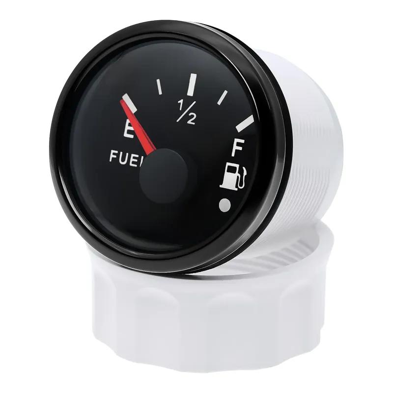 52MM Fuel Level Gauge With Red Backlight Warning Light 0-190 Ohm 240-33ohm Fuel Tank Indicator For Car Marine Yacht Boat 12V 24V