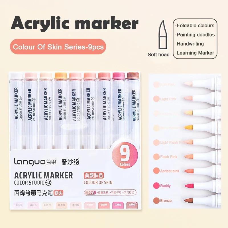 Acrylic Paint Marker Set Languo 144 Colors Art Markers Painting Drawing Pen Graffiti for Stone Disc Card Shoe Glass Art Supplies