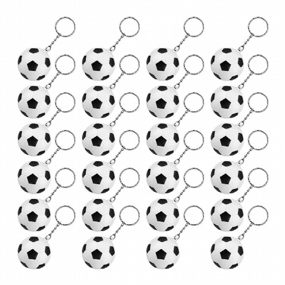 24 Pack Soccer Keychains, Mini Soccer Stress Ball Keychains, Sports Ball Keychains School Carnival Reward For Kids