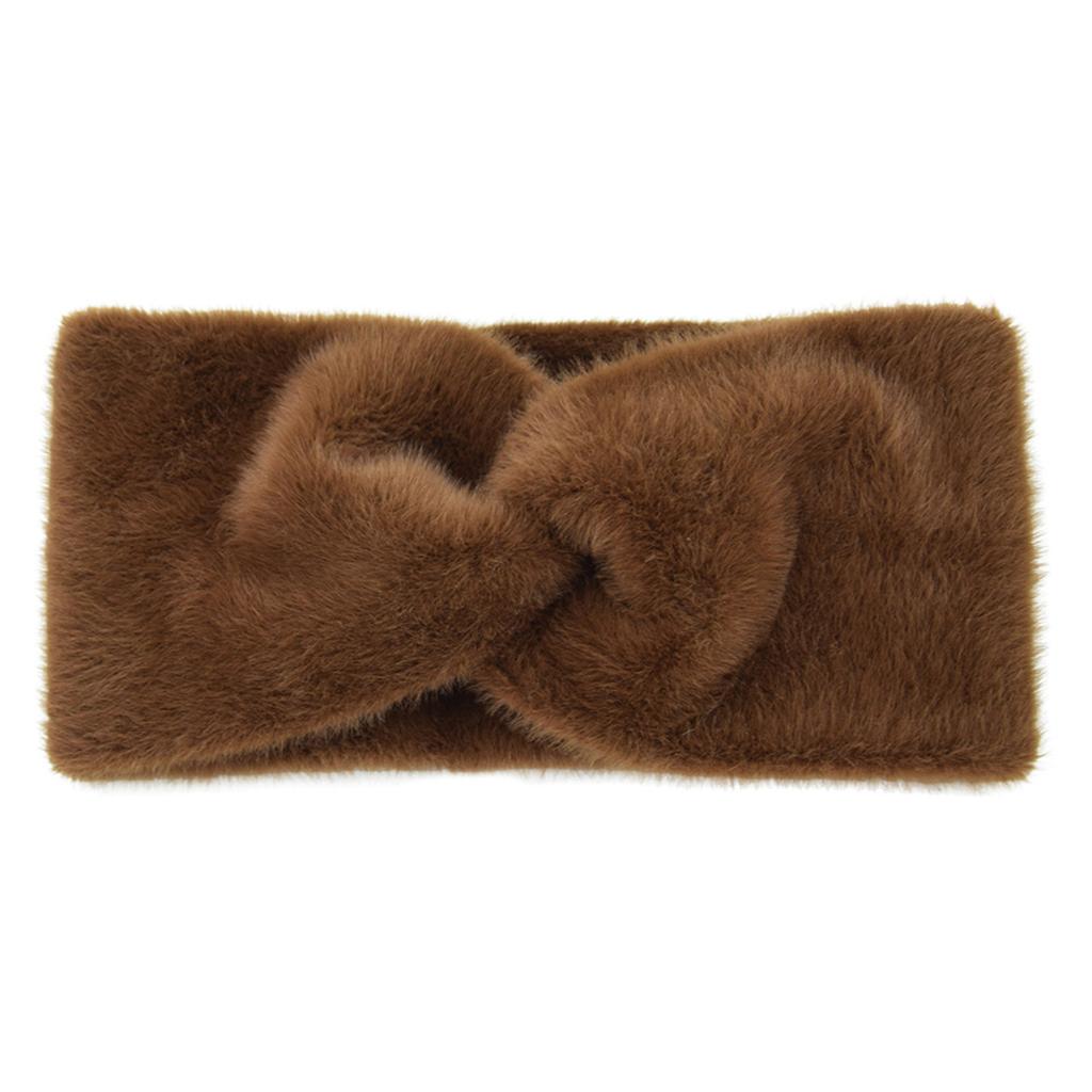 Fitness Sport Headband for Female Wide Turban Knot Hairband Elastic Ear Warmer Headwrap Furry Plush Headband for Yoga
