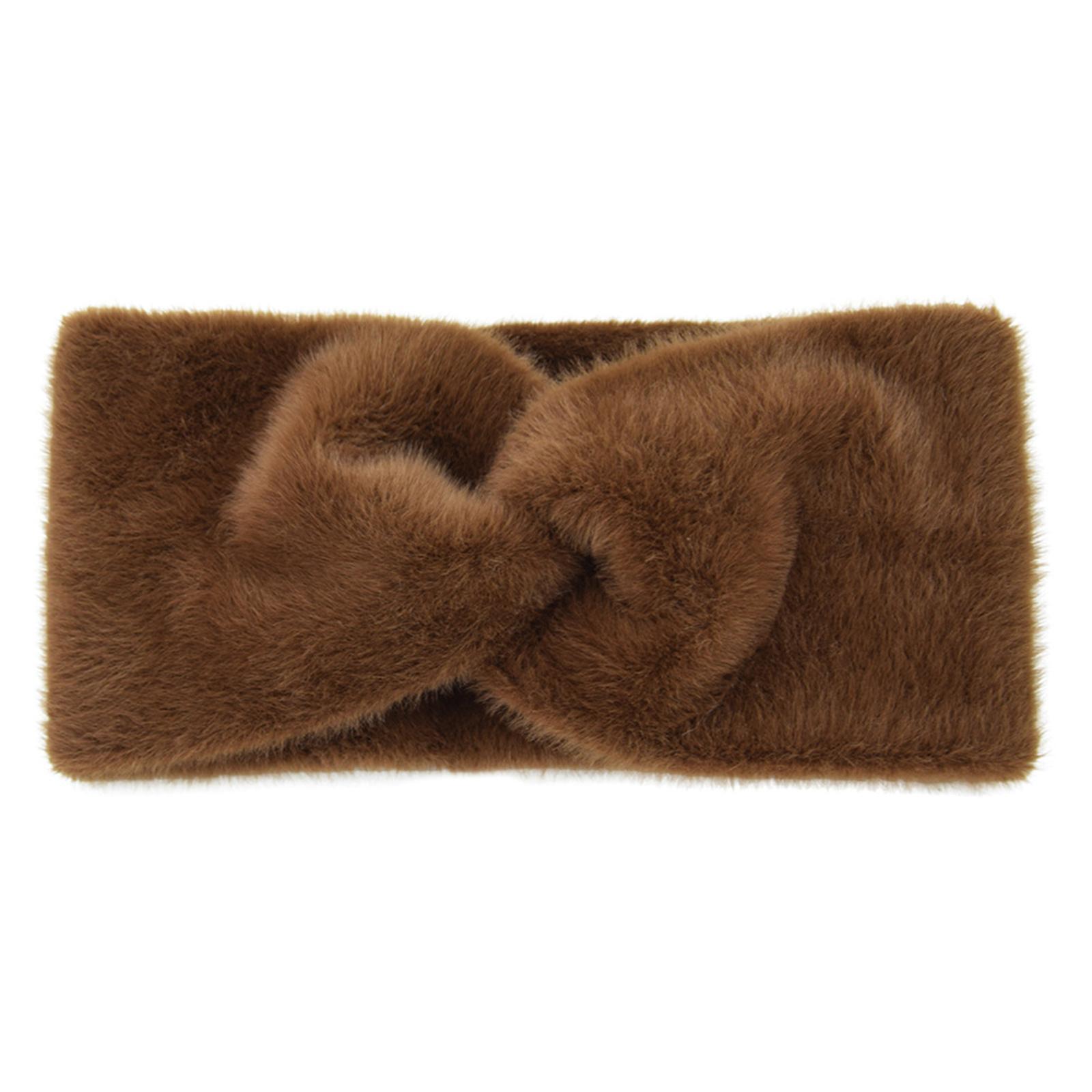 

Fitness Sport Headband for Female Wide Turban Knot Hairband Elastic Ear Warmer Headwrap Furry Plush Headband for Yoga 7