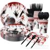 Party Halloween Party Partyzubehör Dekorative Tischdecke Seidenpapier Teller Messer Gabel Löffel Party Szene Arrangement