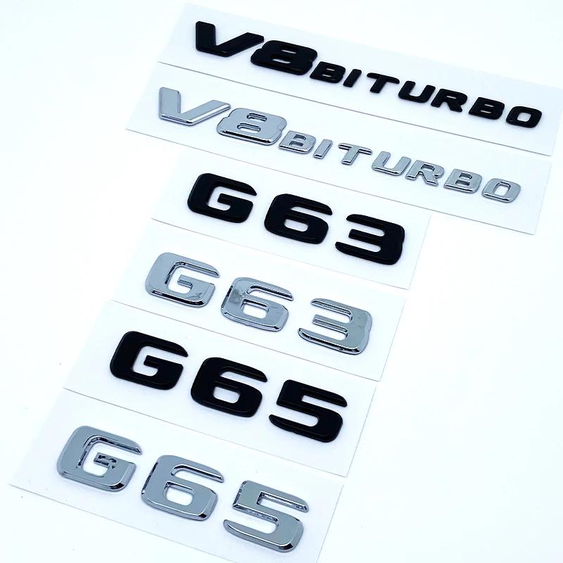 2017 Flat Letters G63 G65 V8 Biturbo V12 Biturbo Emblem for Mercedes Benz W463 Car Side Fender Trunk Nameplate Logo Sticker