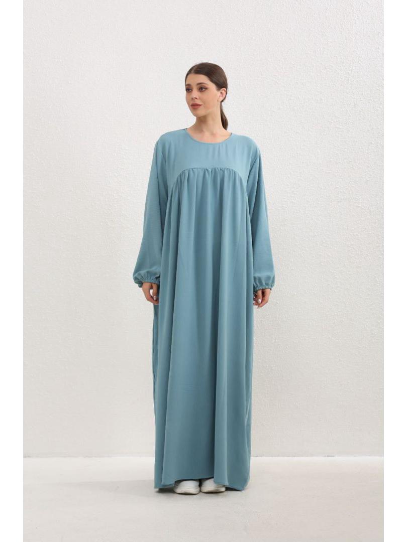 

Платье большого размера в европейском и американском стиле, литературное, для деловых поездок - Свободное, стройнящее, длинное, для повседневной носки Large цвет морской волны/зелёный