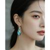 Popular Vintage Bohemian Style Blue Patterned Resin Pendant Earrings