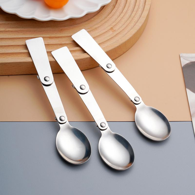 304 stainless steel folding spoon creative three folding spoon outdoor travel eating spoon camping spoon portable tableware