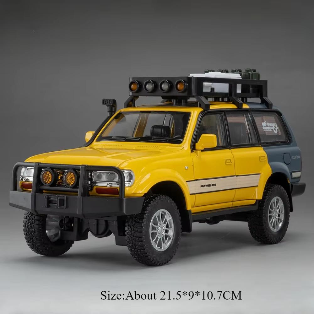 1:24 Tundra Lc80 Model Toy Diecast Alloy Car Front Wheel Steering Doors Opened Sound Light Pull Back Vehices For Children's Toys