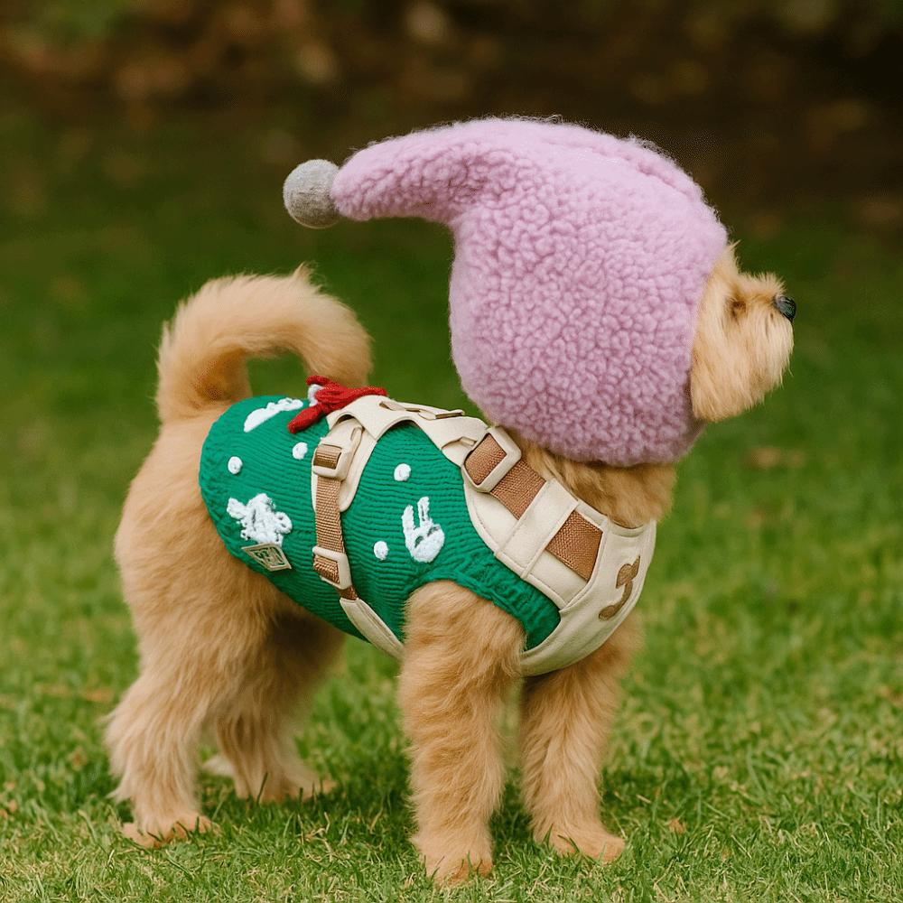 Cute Warm Pet Head Cover Comfortable Noise Protection Plush Pet Headgear with Ball Soft Pet Transformation Hat Party