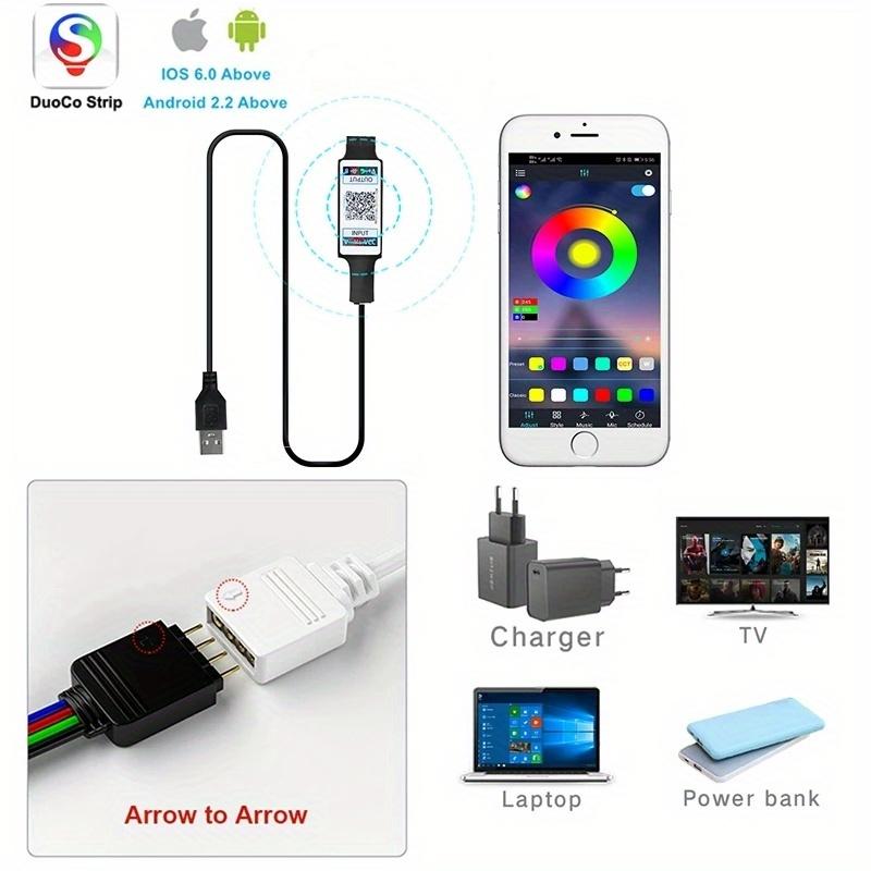 פסי בלוטות' LED SMD5050 בקרת טלפון תאורת קרח ניאון עם מנורת 24 מפתחות לקישוט חדר שינה טלוויזיה תאורת אחורית DC5V עיצוב חדר