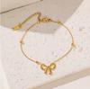 Women's Set Gold Necklace Bracelet Bows Elegant Gift