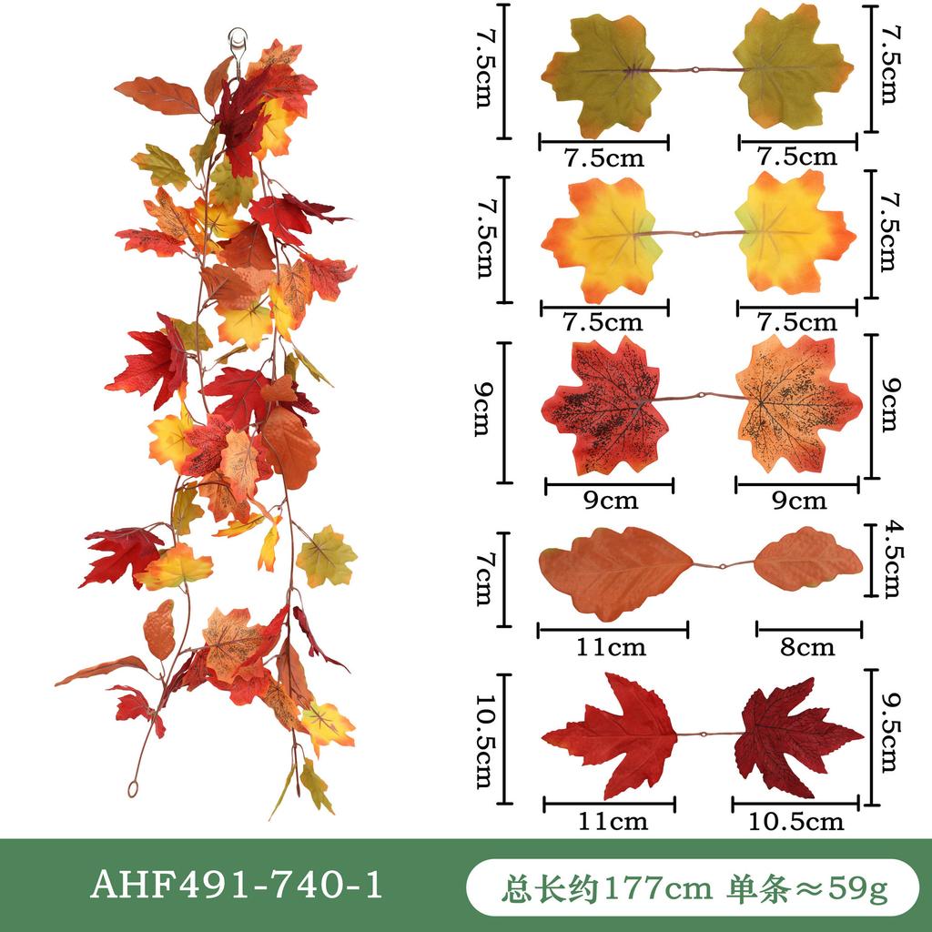 Fancyfamily 1PC Thanksgiving Simulation Maple Leaf Vine Wall Hanging Festival Home Decoration