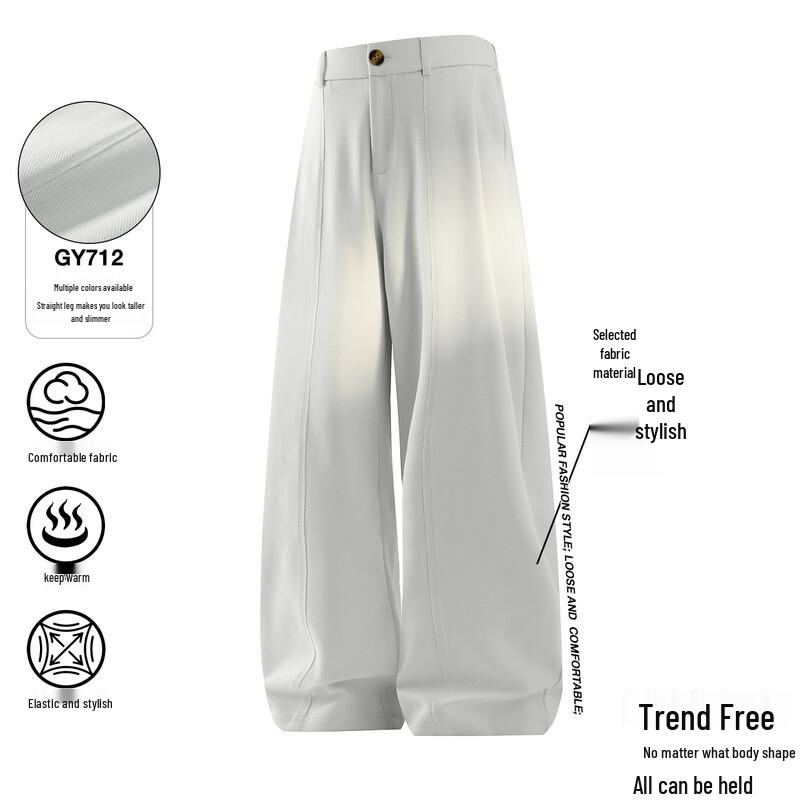 Men s Casual Wide Leg Straight Trousers 3XL