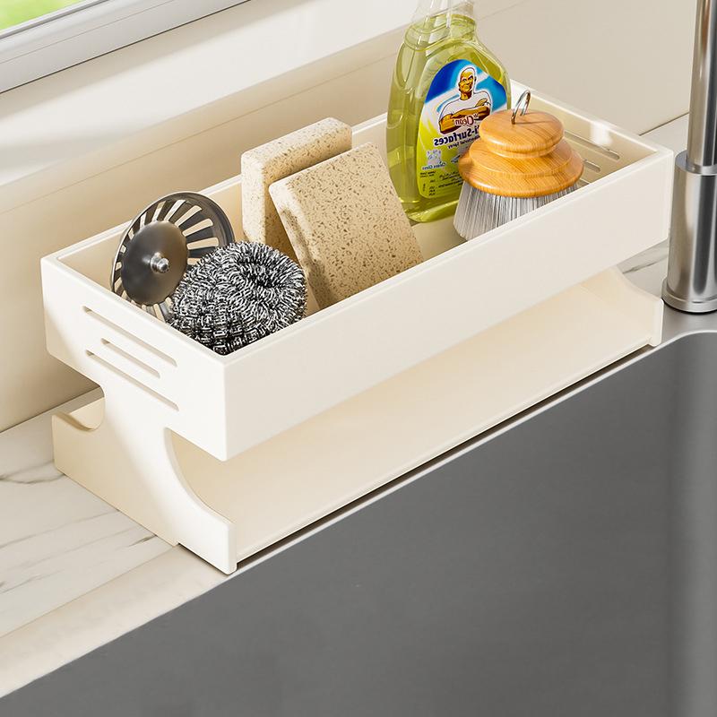 

Sink Draining Rack Stainless Steel Kitchen Organizer Kitchen Sponge Holder Cleaning Supplies Storage Rack Basket Sink Holder білий